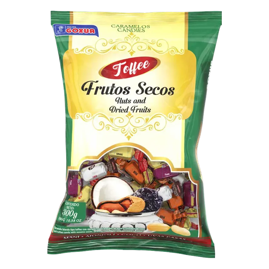 Toffee Frutos Secos — Soft candy (toffee) — coconut, sesame, raisin and peanut
