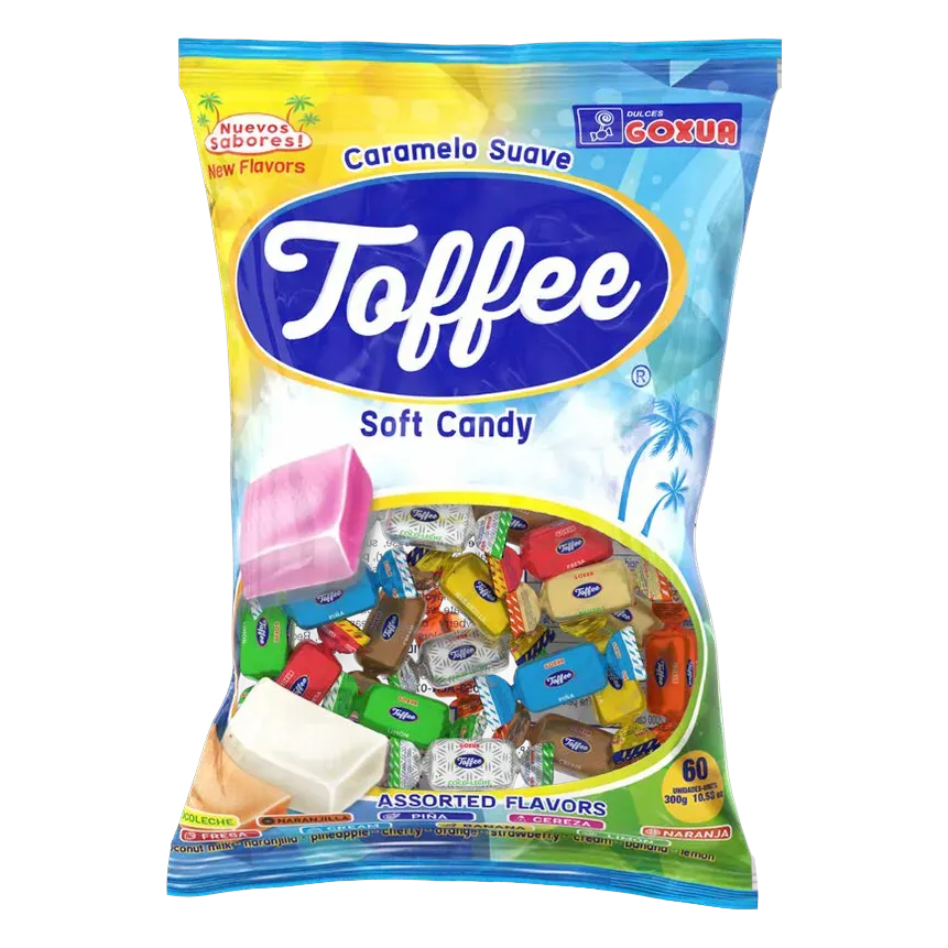 Toffee Surtido — Soft candy (toffee) — banana, strawberry, coconut, cream, lemon, orange, naranjilla and pineapple